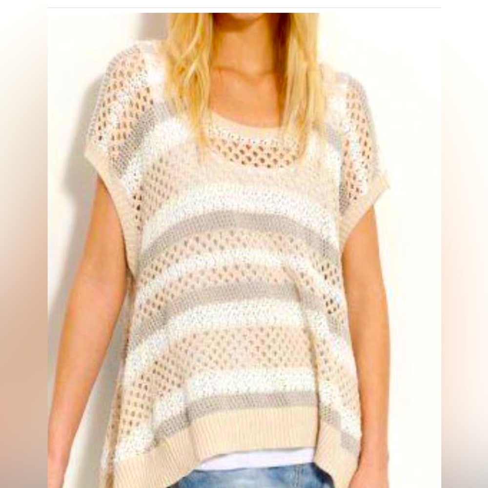 Free People Ivory Combo.In Between the lines  sweater Size S NWT’S